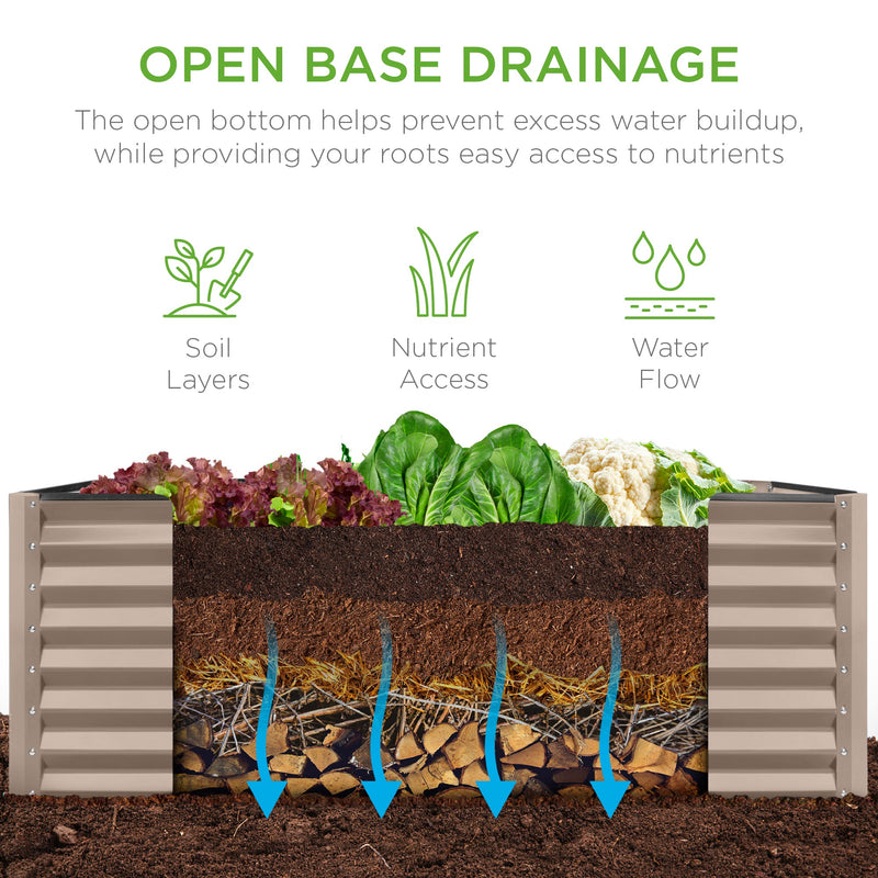 Outdoor Raised Metal Garden Bed for Vegetables, Flowers, Herbs - 4x2x2ft
