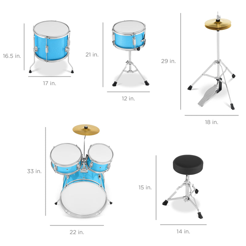 Kids Beginner All Wood Acoustic Drum Kit Starter Set w/ Stool, Drumsticks - Kivo Store