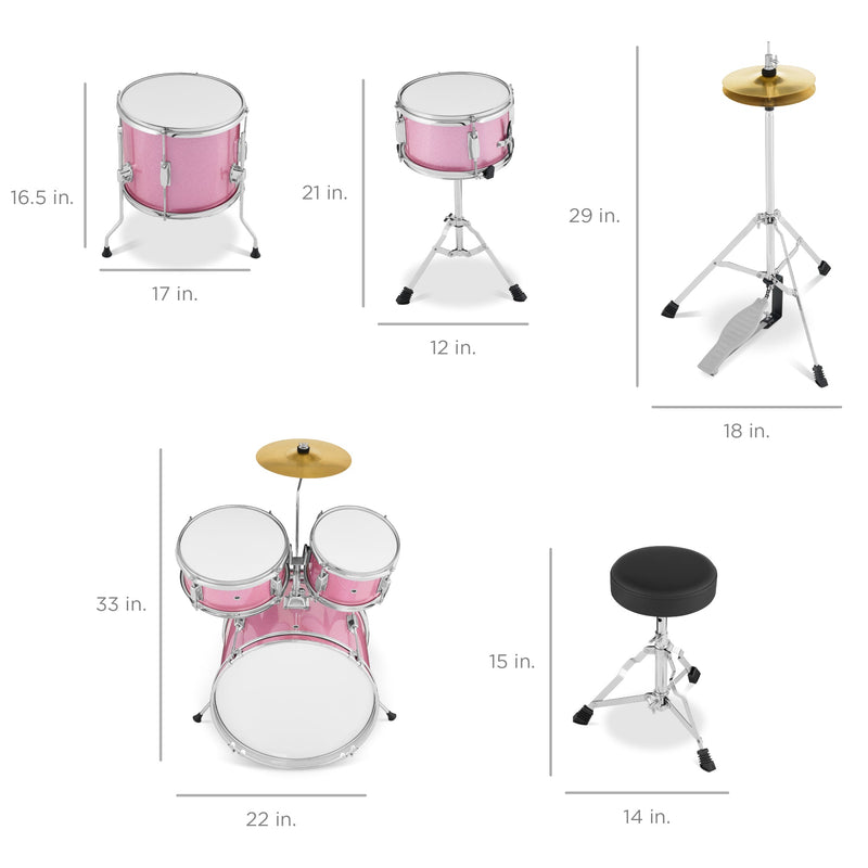 Kids Beginner All Wood Acoustic Drum Kit Starter Set w/ Stool, Drumsticks - Kivo Store