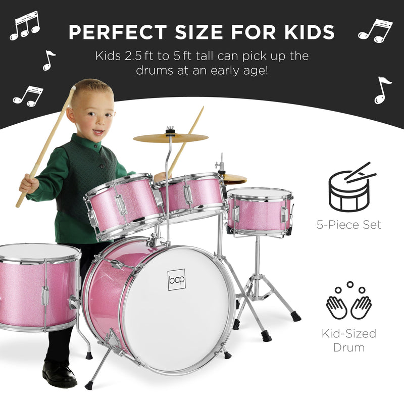 Kids Beginner All Wood Acoustic Drum Kit Starter Set w/ Stool, Drumsticks - Kivo Store