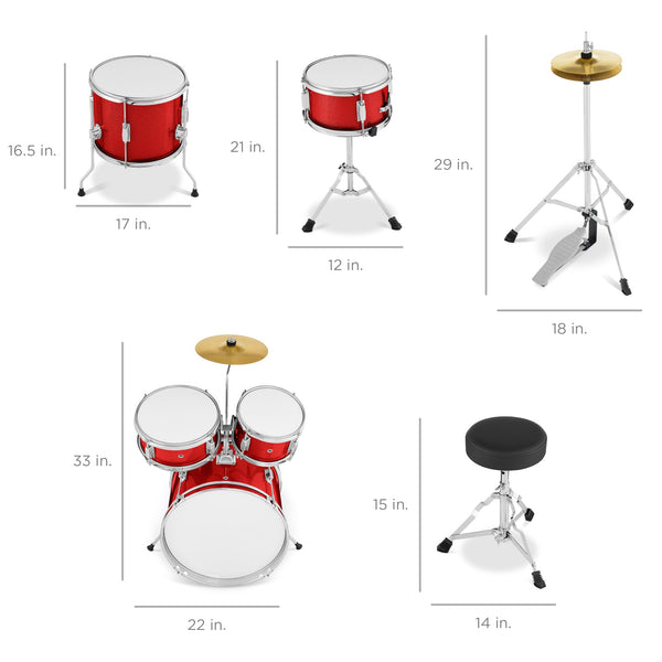 Kids Beginner All Wood Acoustic Drum Kit Starter Set w/ Stool, Drumsticks - Kivo Store