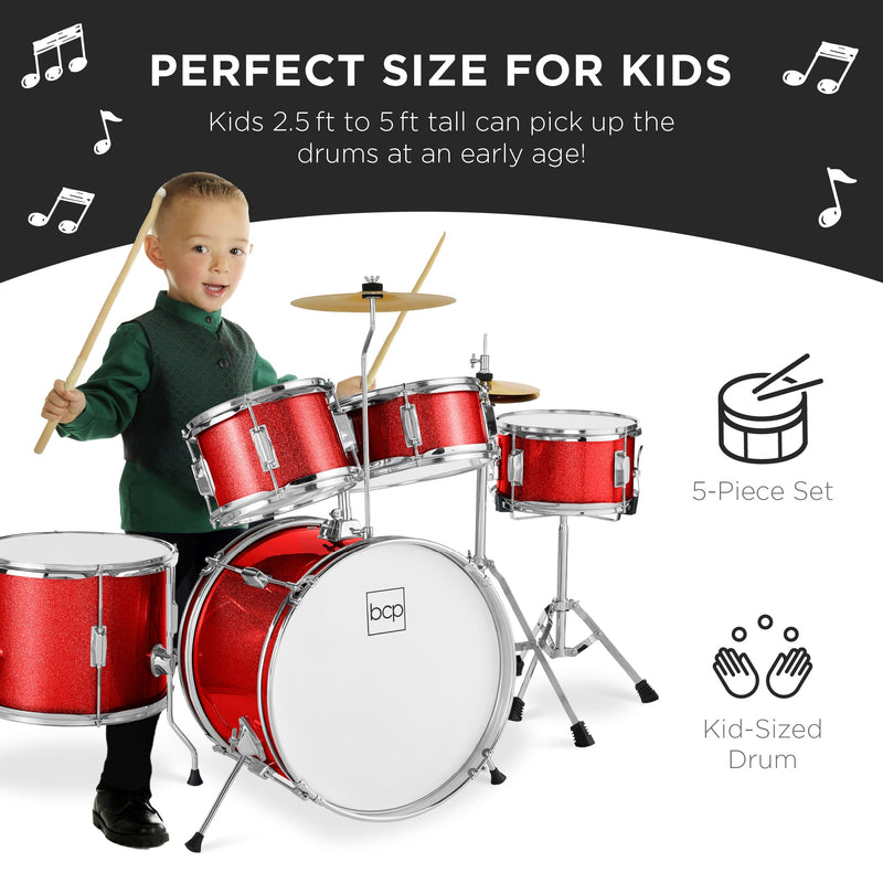 Kids Beginner All Wood Acoustic Drum Kit Starter Set w/ Stool, Drumsticks - Kivo Store