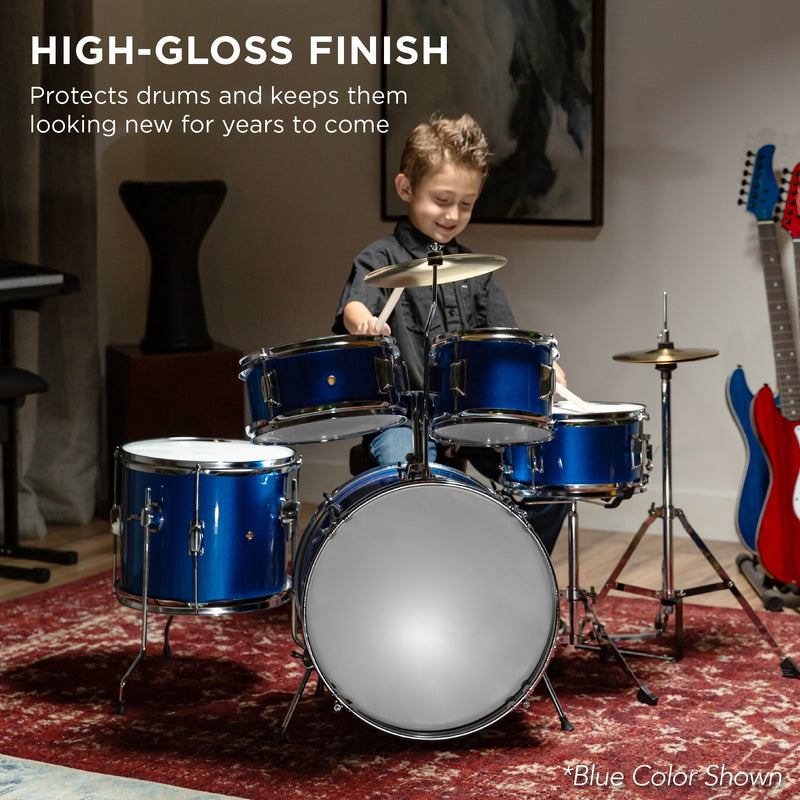 Kids Beginner All Wood Acoustic Drum Kit Starter Set w/ Stool, Drumsticks - Kivo Store