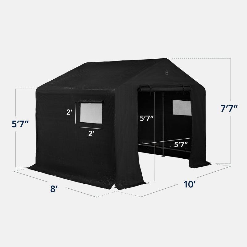Outdoor Fabric Storage Shed w/ Metal Frame, Dual Zipper Doors - 10x8ft