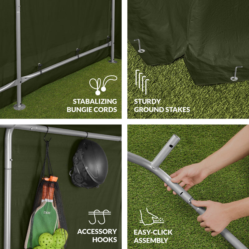 Outdoor Fabric Storage Shed w/ Metal Frame, Dual Zipper Doors - 10x8ft