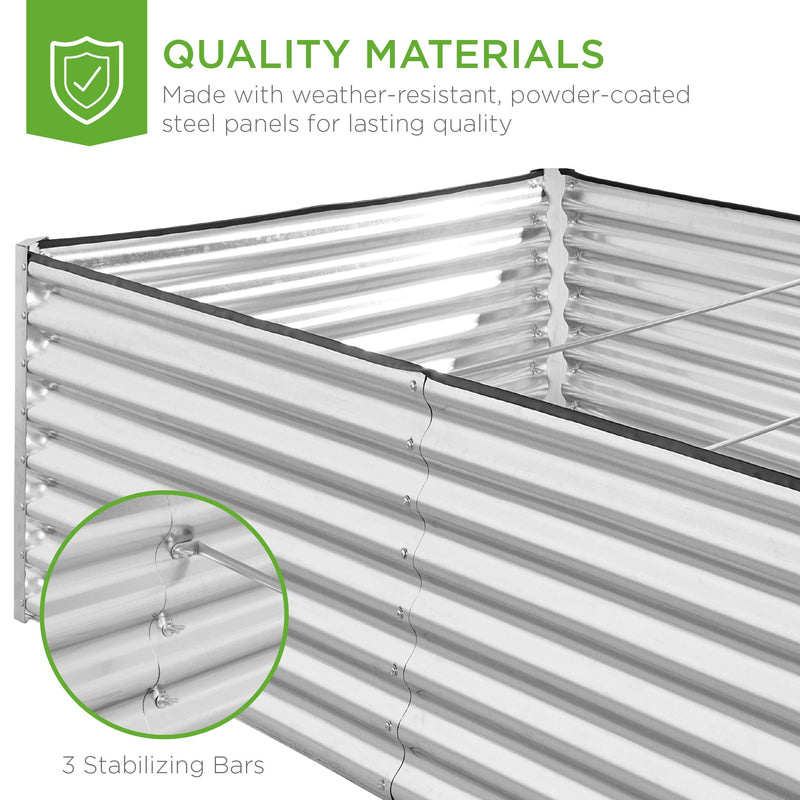 Outdoor Metal Raised Garden Bed for Vegetables, Flowers, Herbs - 8x4x2ft