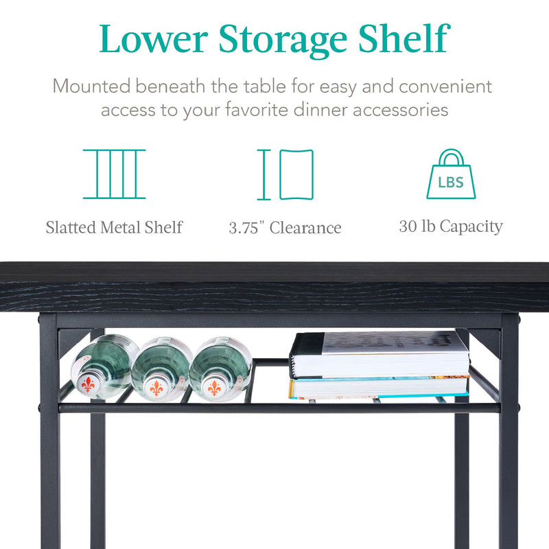 3-Piece Modern Square Dining Set w/ Storage Rack
