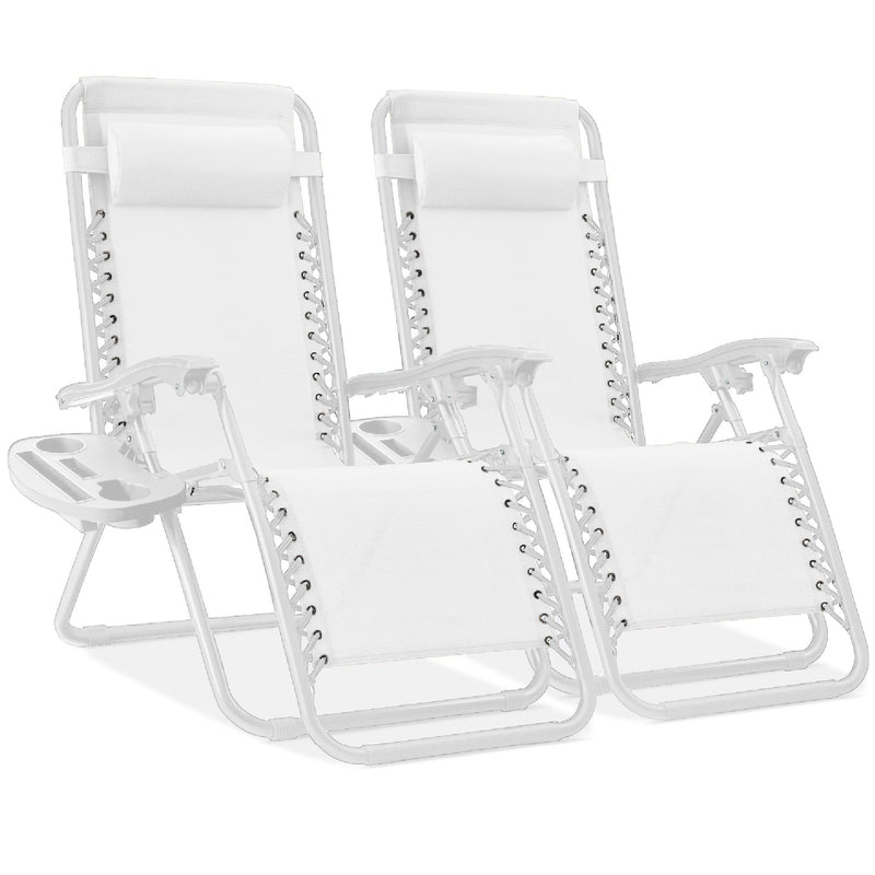 Set of 2 Adjustable Zero Gravity Patio Chair Recliners w/ Cup Holders