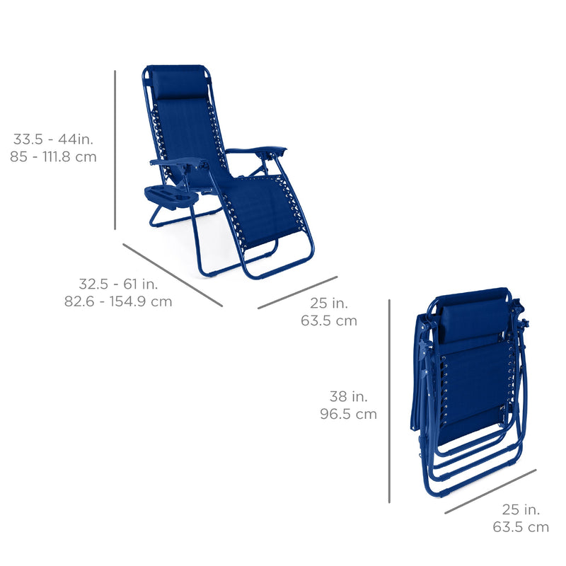 Set of 2 Adjustable Zero Gravity Patio Chair Recliners w/ Cup Holders - Kivo Store