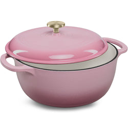 Cast-Iron Dutch Oven Kitchen Cookware w/ Enamel, Handles - 6qt - Kivo Store