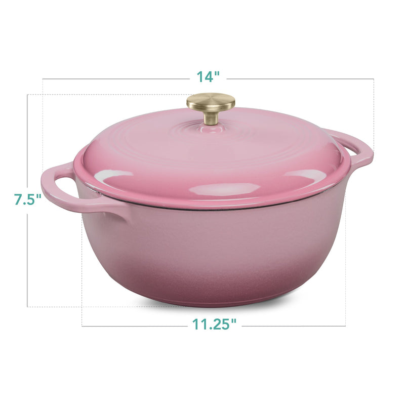 Cast-Iron Dutch Oven Kitchen Cookware w/ Enamel, Handles - 6qt - Kivo Store