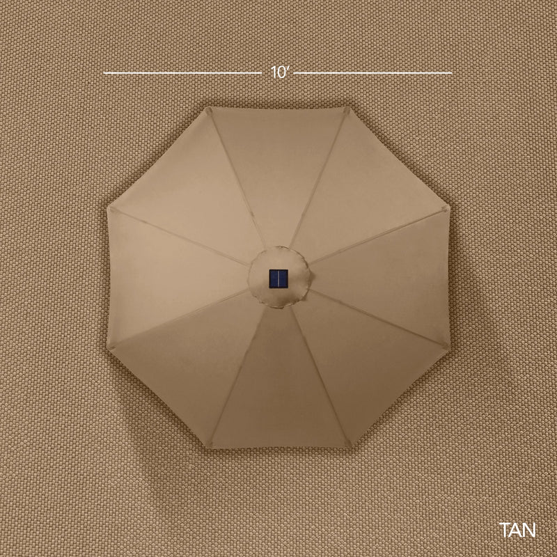 Woodgrain Pattern Solar LED Lighted Patio Umbrella w/ Adjustable Tilt - 10ft
