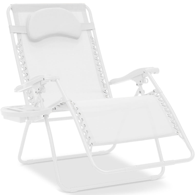 Oversized Reclining Zero Gravity Chair Lounger w/ Cup Holder, Pillow