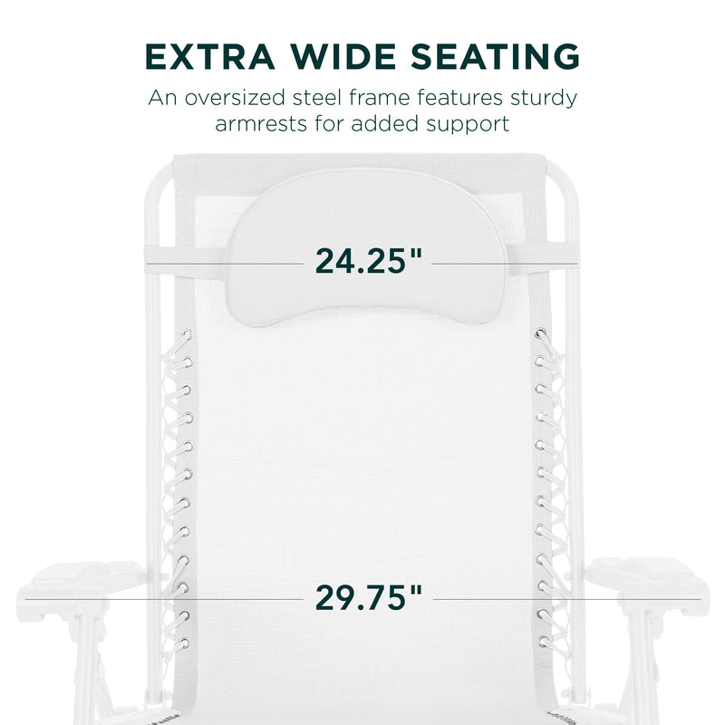 Oversized Reclining Zero Gravity Chair Lounger w/ Cup Holder, Pillow