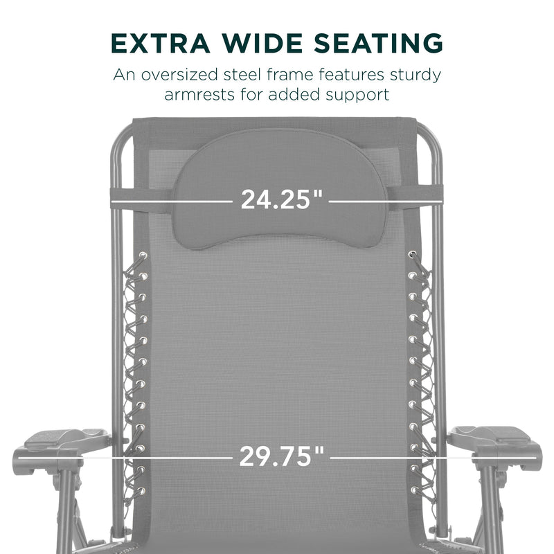 Oversized Reclining Zero Gravity Chair Lounger w/ Cup Holder, Pillow