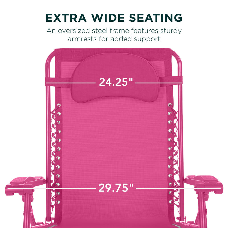 Oversized Reclining Zero Gravity Chair Lounger w/ Cup Holder, Pillow