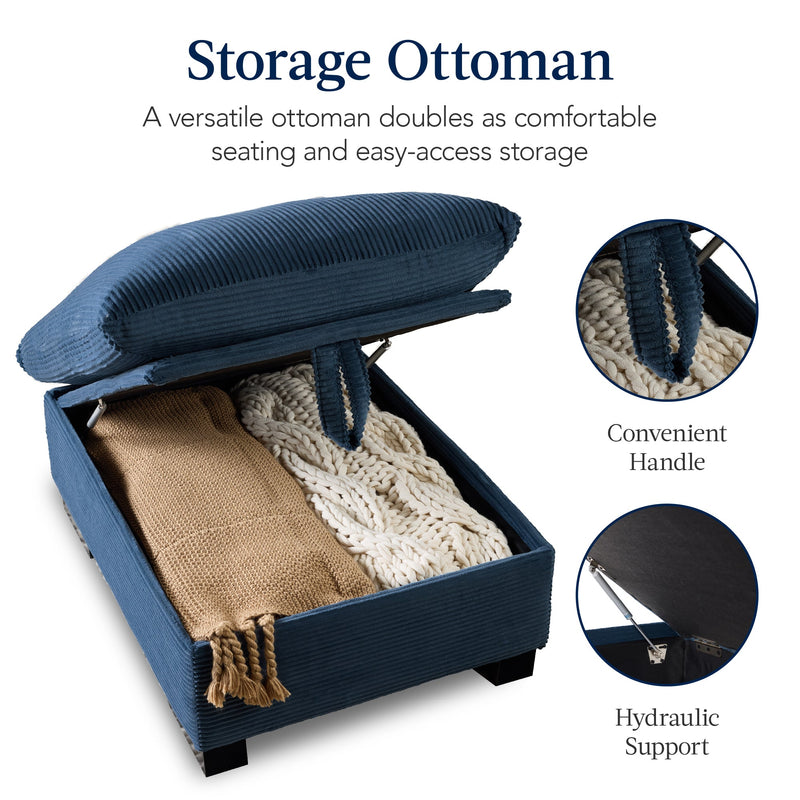 Modular Sectional Pillowtop Sofa w/ Ottoman & Storage  82in