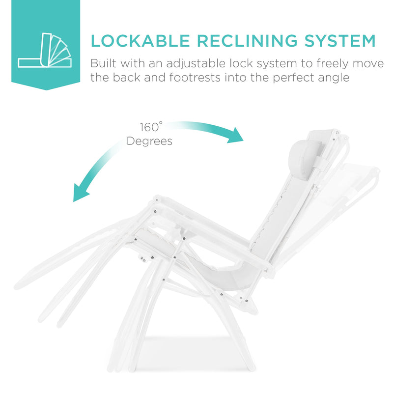 Folding Zero Gravity Recliner Patio Lounge Chair w/ Canopy, Side Tray