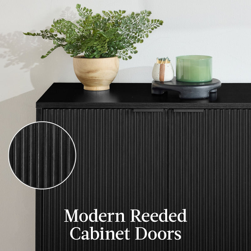 2-Door Reeded Storage Cabinet, Accent Furniture, Sideboard