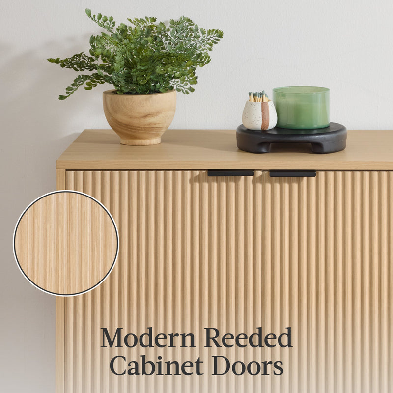 2-Door Reeded Storage Cabinet, Accent Furniture, Sideboard