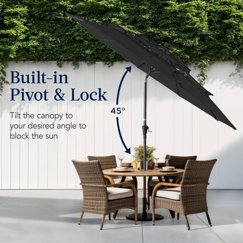 3-Tier Patio Umbrella w/ Tilt Adjustment, Crank - 10ft - Kivo Store