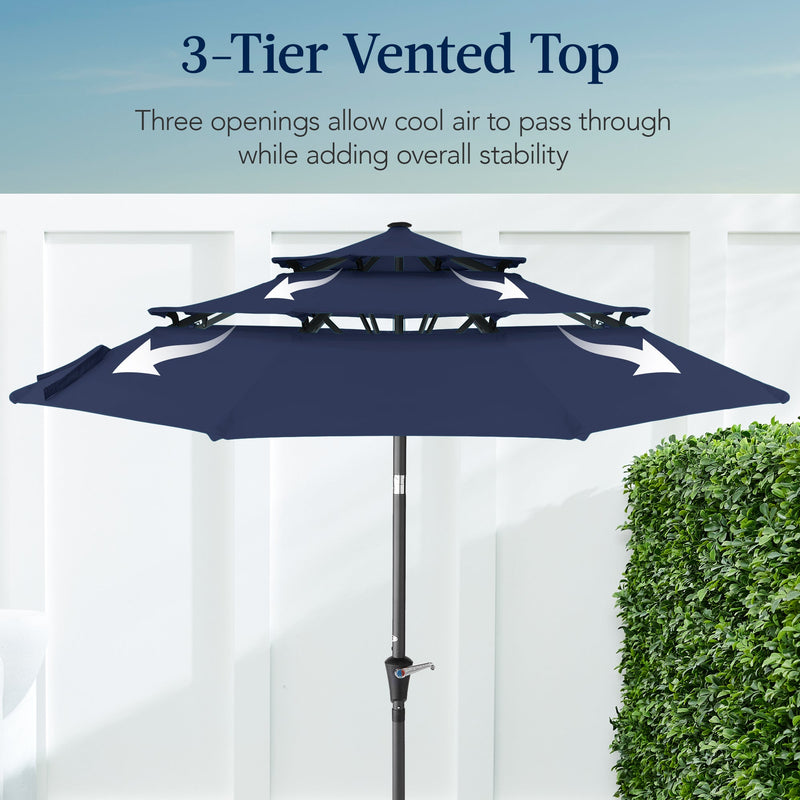 3-Tier Patio Umbrella w/ Tilt Adjustment, Crank - 10ft - Kivo Store