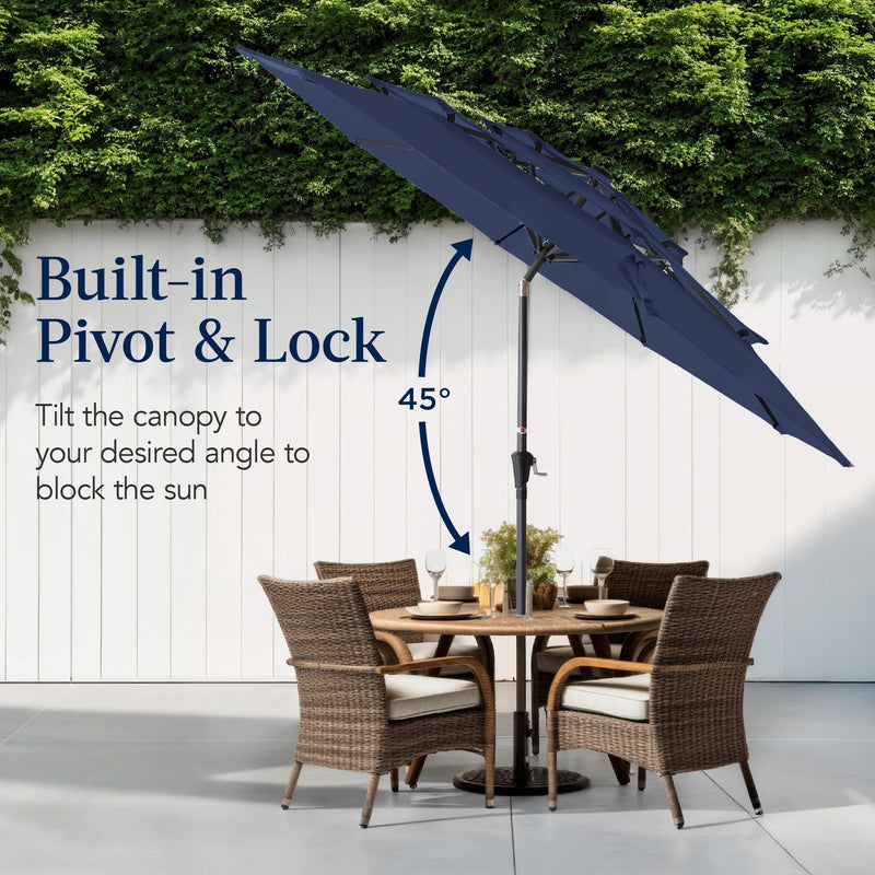 3-Tier Patio Umbrella w/ Tilt Adjustment, Crank - 10ft - Kivo Store