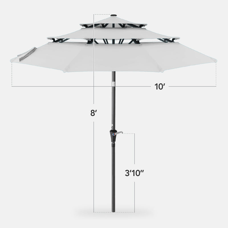 3-Tier Patio Umbrella w/ Tilt Adjustment, Crank - 10ft - Kivo Store