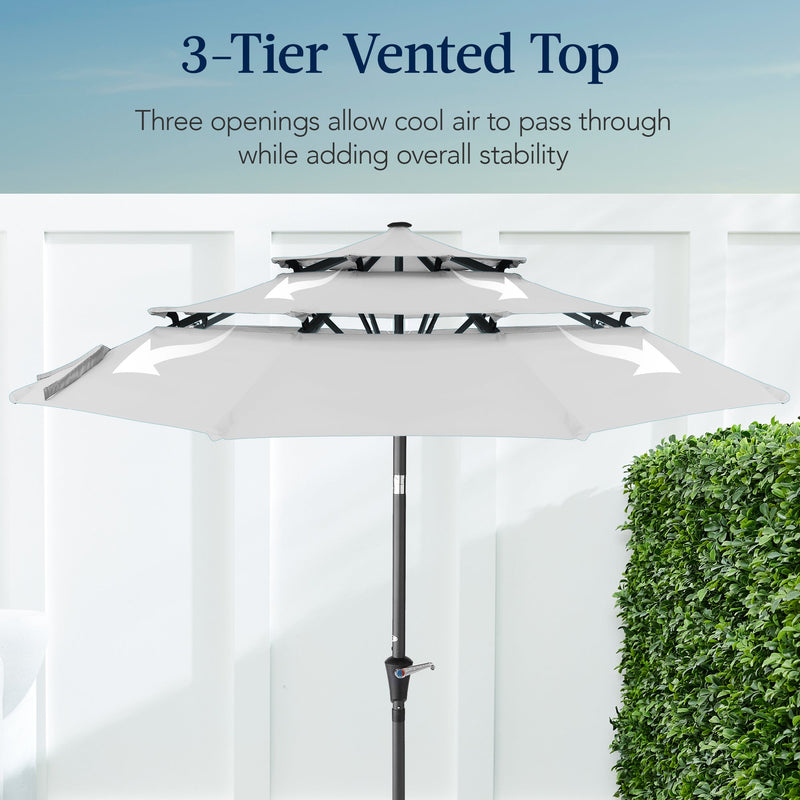 3-Tier Patio Umbrella w/ Tilt Adjustment, Crank - 10ft - Kivo Store