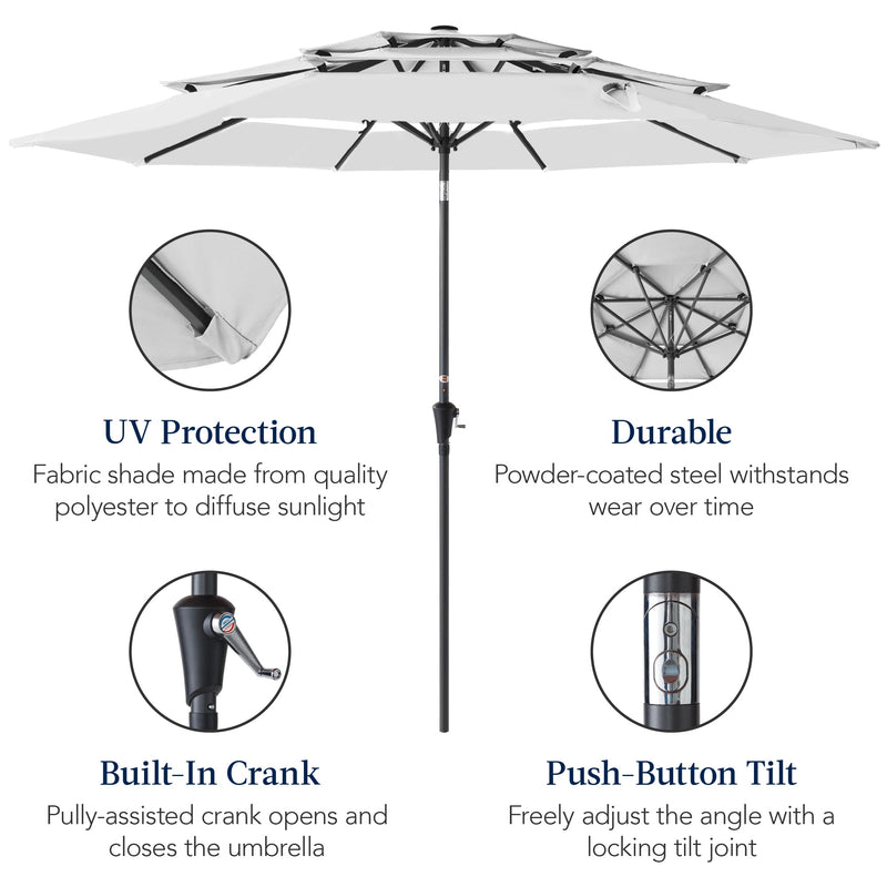 3-Tier Patio Umbrella w/ Tilt Adjustment, Crank - 10ft - Kivo Store