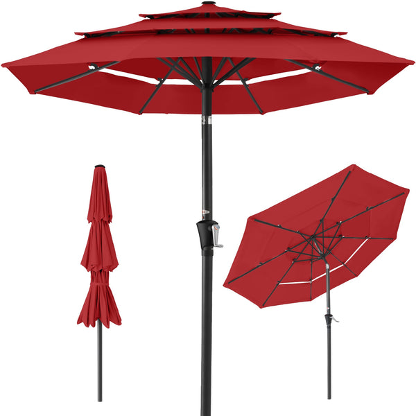3-Tier Patio Umbrella w/ Tilt Adjustment, Crank - 10ft - Kivo Store