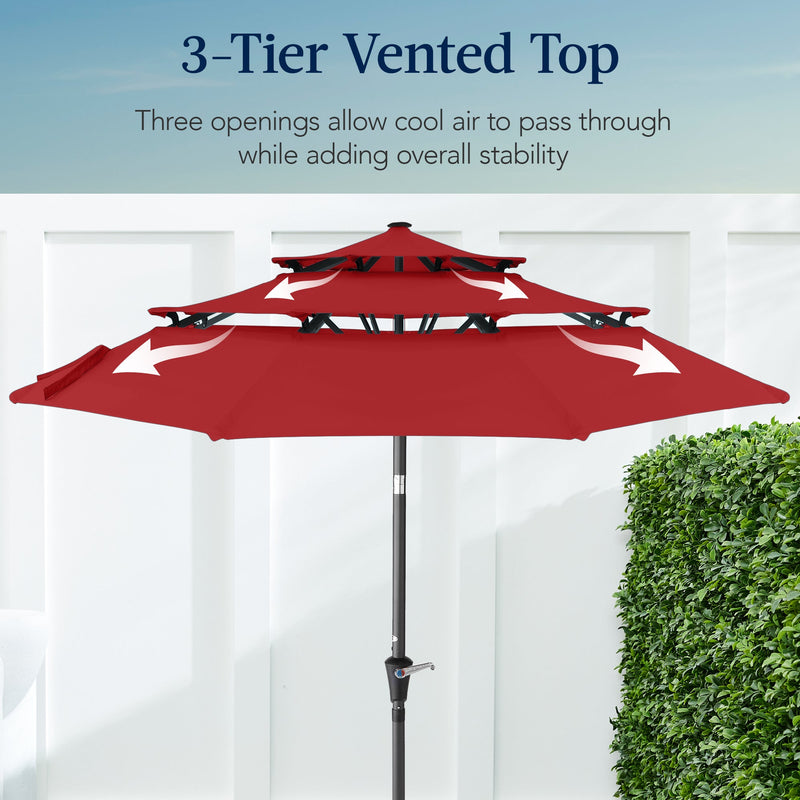 3-Tier Patio Umbrella w/ Tilt Adjustment, Crank - 10ft - Kivo Store