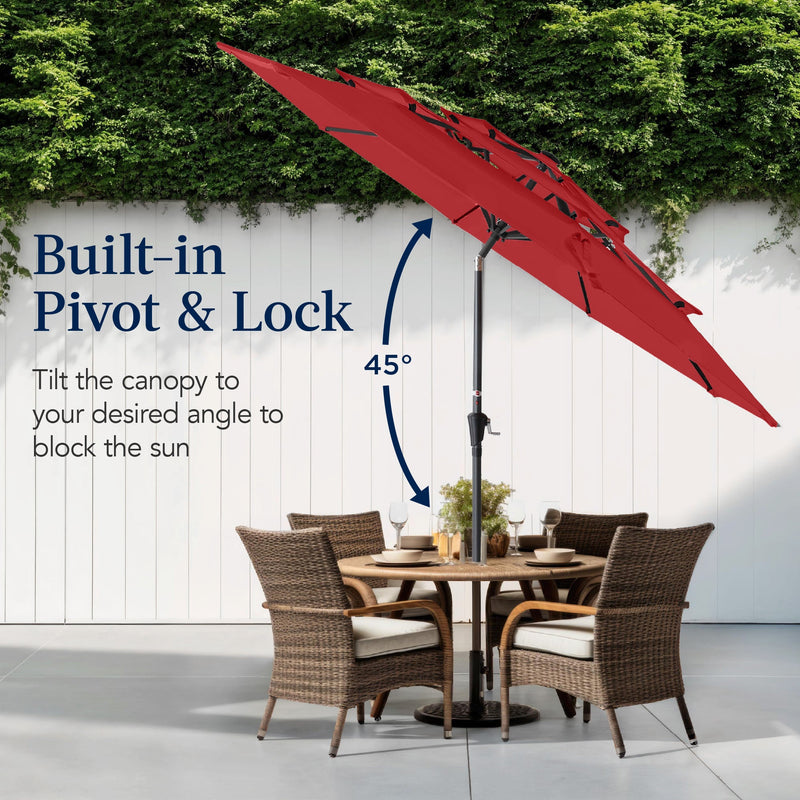 3-Tier Patio Umbrella w/ Tilt Adjustment, Crank - 10ft - Kivo Store
