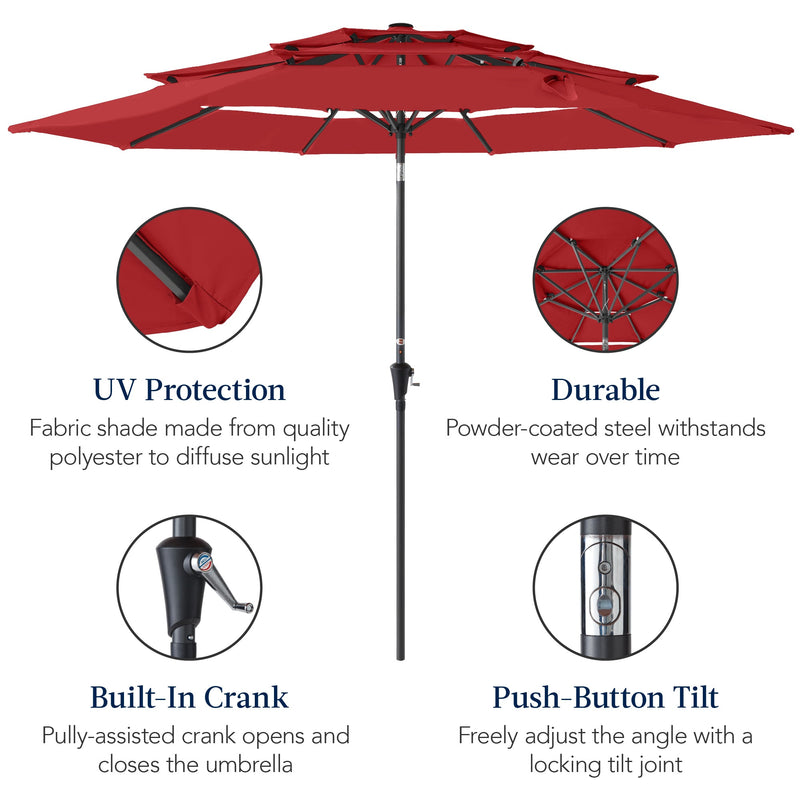 3-Tier Patio Umbrella w/ Tilt Adjustment, Crank - 10ft - Kivo Store