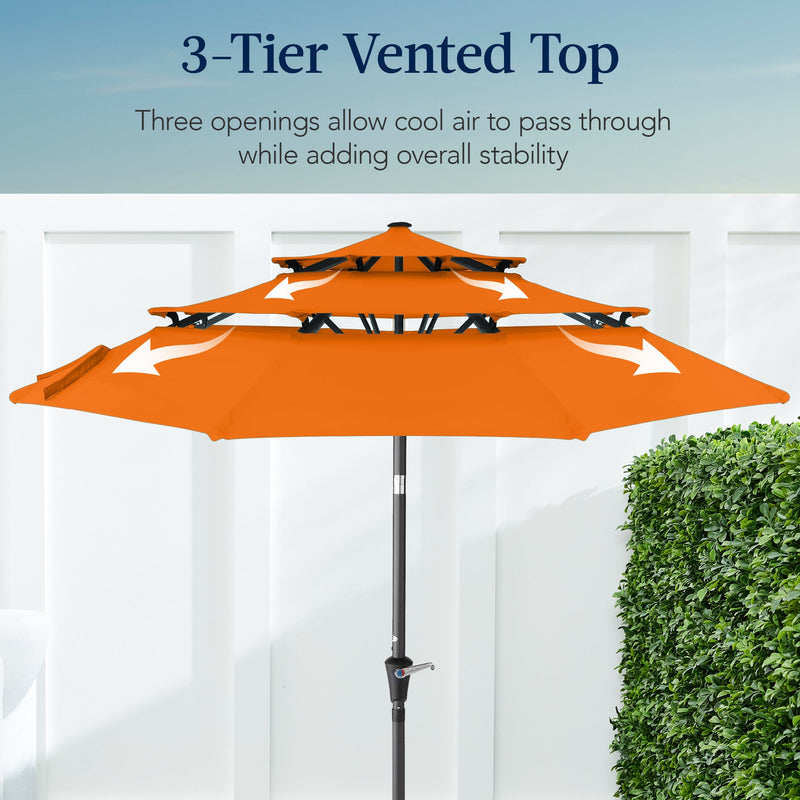 3-Tier Patio Umbrella w/ Tilt Adjustment, Crank - 10ft - Kivo Store