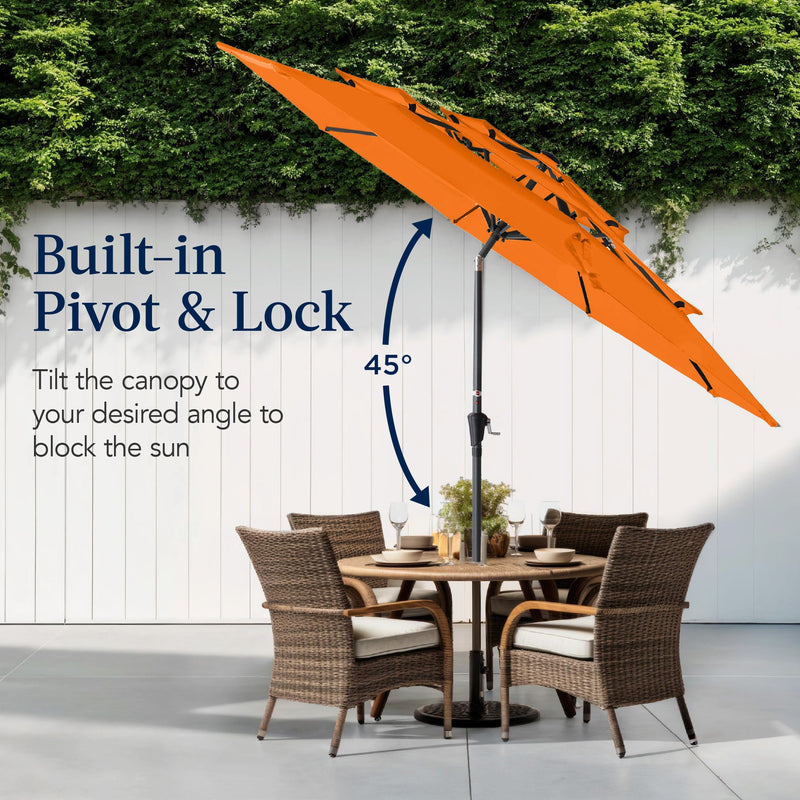 3-Tier Patio Umbrella w/ Tilt Adjustment, Crank - 10ft - Kivo Store