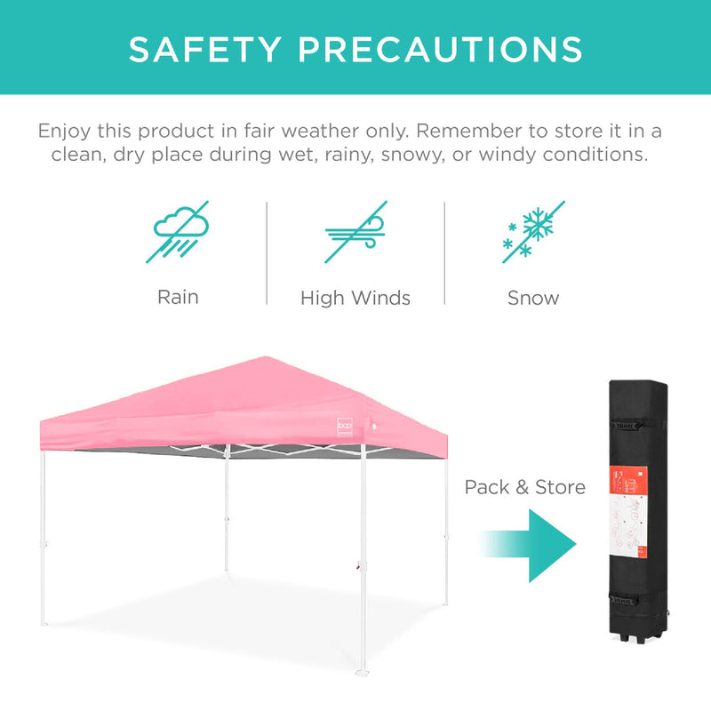 One-Person Setup Instant Pop Up Canopy w/ Case, 4 Weight Bags - 10x10ft