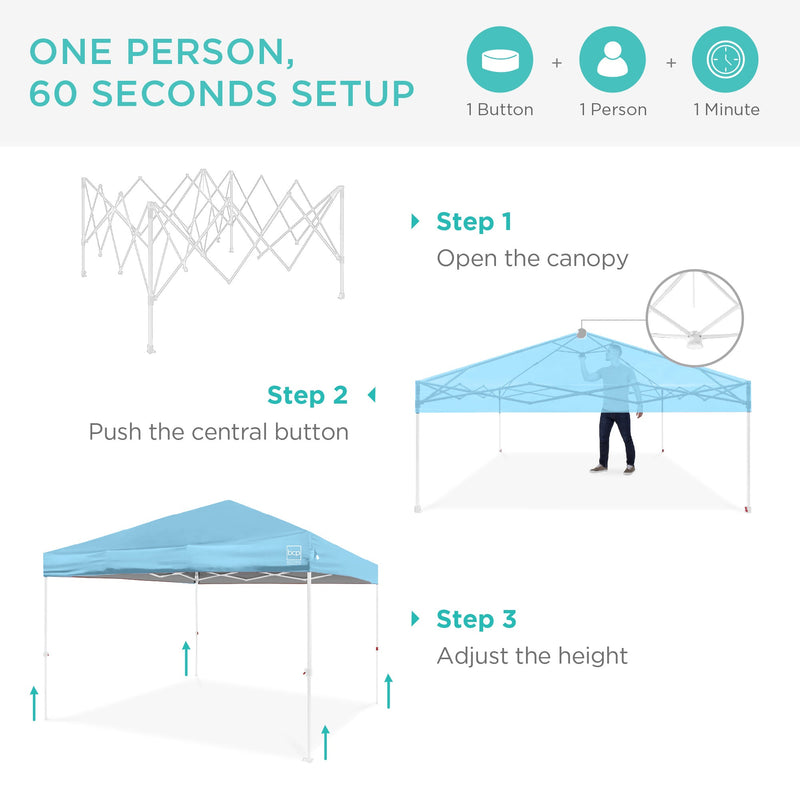 One-Person Setup Instant Pop Up Canopy w/ Case, 4 Weight Bags - 10x10ft - Kivo Store