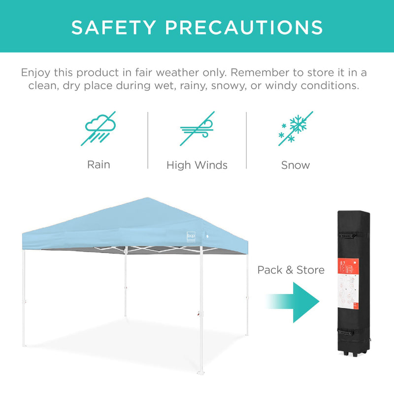 One-Person Setup Instant Pop Up Canopy w/ Case, 4 Weight Bags - 10x10ft - Kivo Store