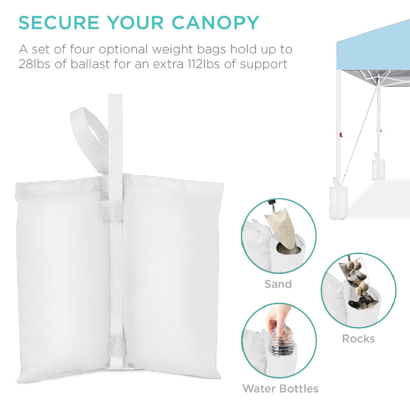 One-Person Setup Instant Pop Up Canopy w/ Case, 4 Weight Bags - 10x10ft - Kivo Store