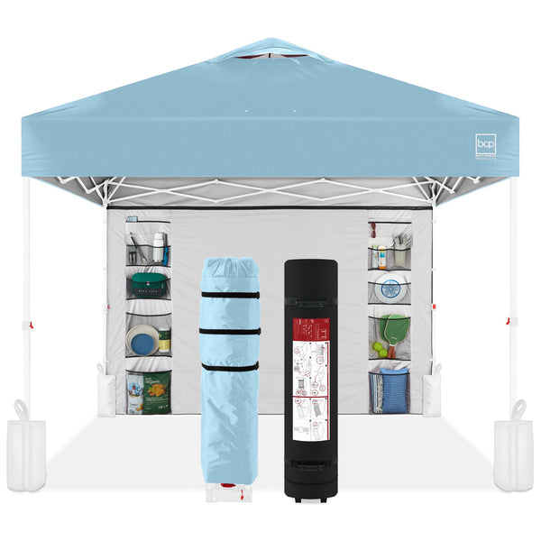 One-Person Setup Instant Pop Up Canopy w/ Side Wall, Carrying Case - 10x10ft - Kivo Store
