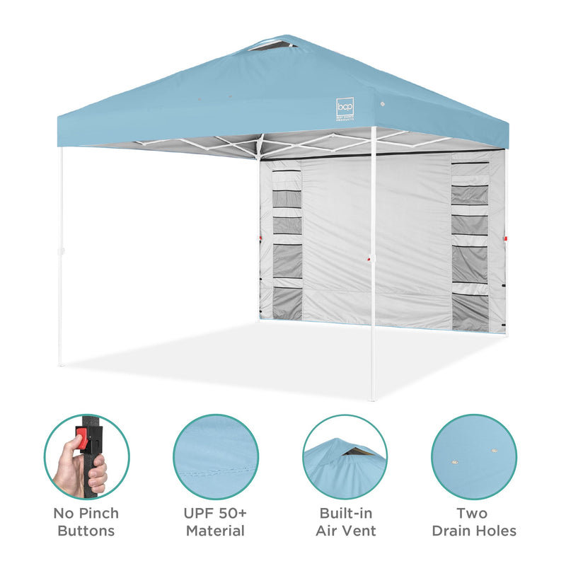 One-Person Setup Instant Pop Up Canopy w/ Side Wall, Carrying Case - 10x10ft - Kivo Store