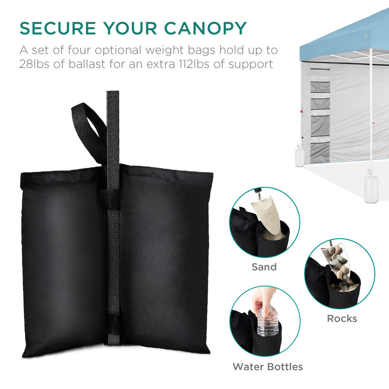 One-Person Setup Instant Pop Up Canopy w/ Side Wall, Carrying Case - 10x10ft - Kivo Store
