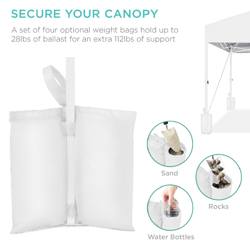 One-Person Setup Instant Pop Up Canopy w/ Case, 4 Weight Bags - 8x8ft