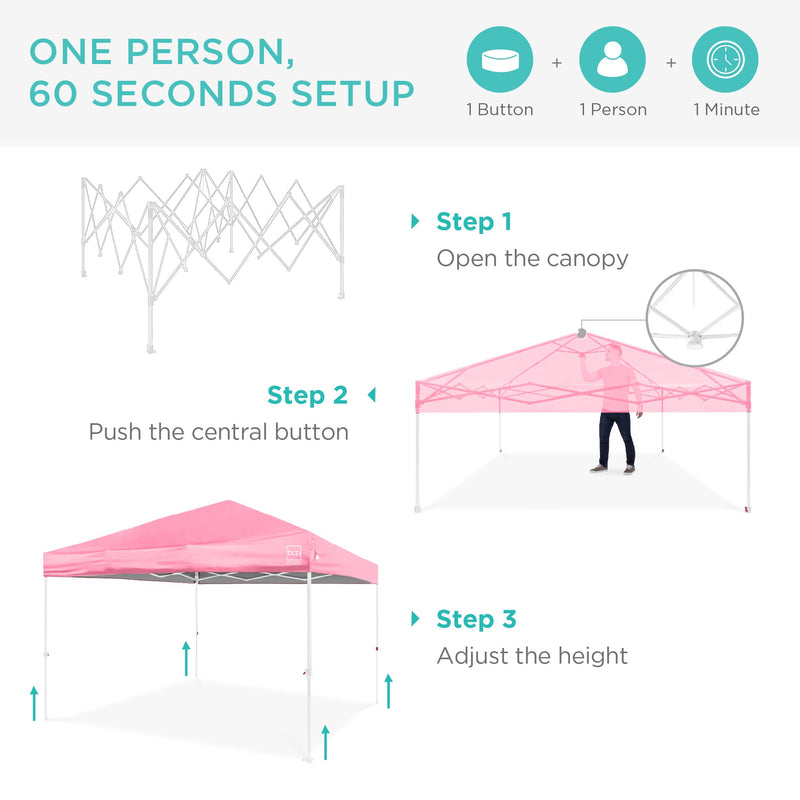 One-Person Setup Instant Pop Up Canopy w/ Case, 4 Weight Bags - 8x8ft