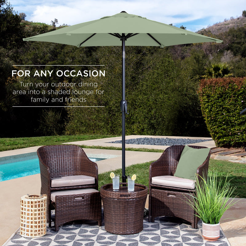 Outdoor Market Patio Umbrella w/ Push Button Tilt, Crank Lift - 7.5ft - Kivo Store