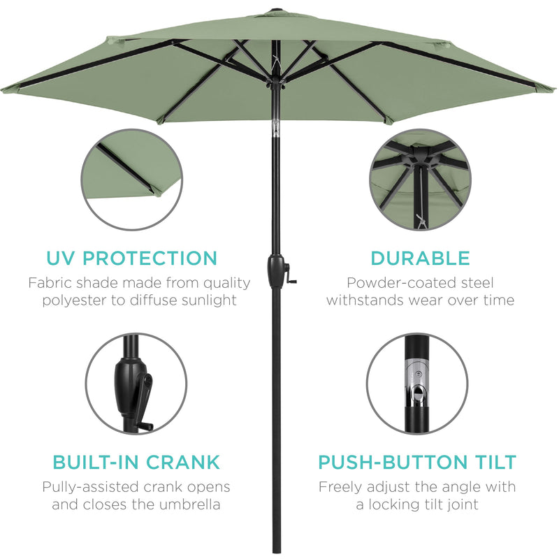 Outdoor Market Patio Umbrella w/ Push Button Tilt, Crank Lift - 7.5ft - Kivo Store