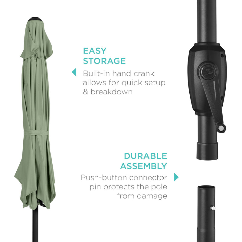 Outdoor Market Patio Umbrella w/ Push Button Tilt, Crank Lift - 7.5ft - Kivo Store