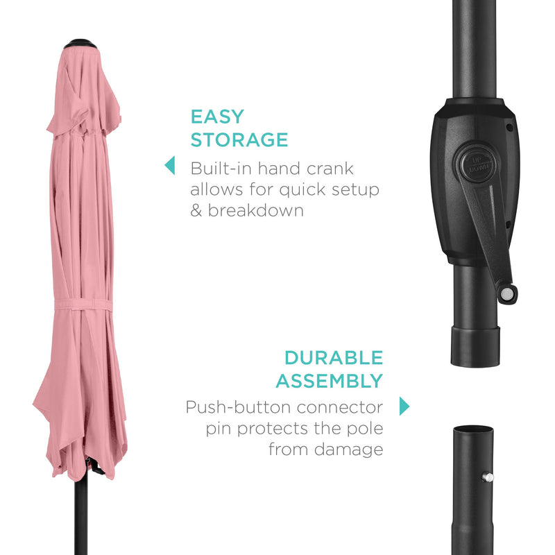 Outdoor Market Patio Umbrella w/ Push Button Tilt, Crank Lift - 7.5ft