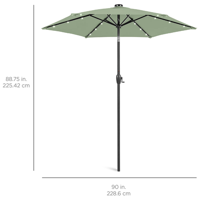 Outdoor Solar Patio Umbrella w/ Push Button Tilt, Crank Lift - 7.5ft